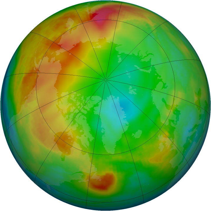 Arctic ozone map for 31 December 1981